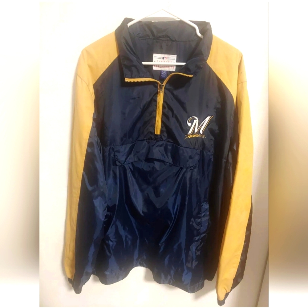 VTG Milwaukee Brewers Windbreaker Pullover Jacket size XL